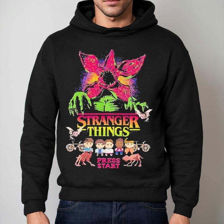 Stranger Things Eleven Mike Dustin Lucas Will Press Start Shirt