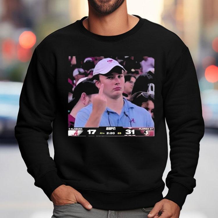 Angry Alabama Crimson Tide Fan Middle Finger Shirt
