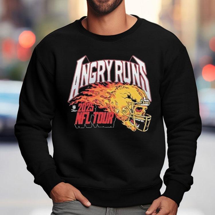 Angry Runs 2025 Nfl Tour Helmet Skull Flames Shirt