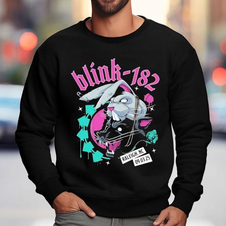 Blink 182 Missionary Impossible Tour 2025 Raleigh North Carolina Venue At Coastal Credit Union Music Park At Walnut Creek On September 3 Bunny Shirt