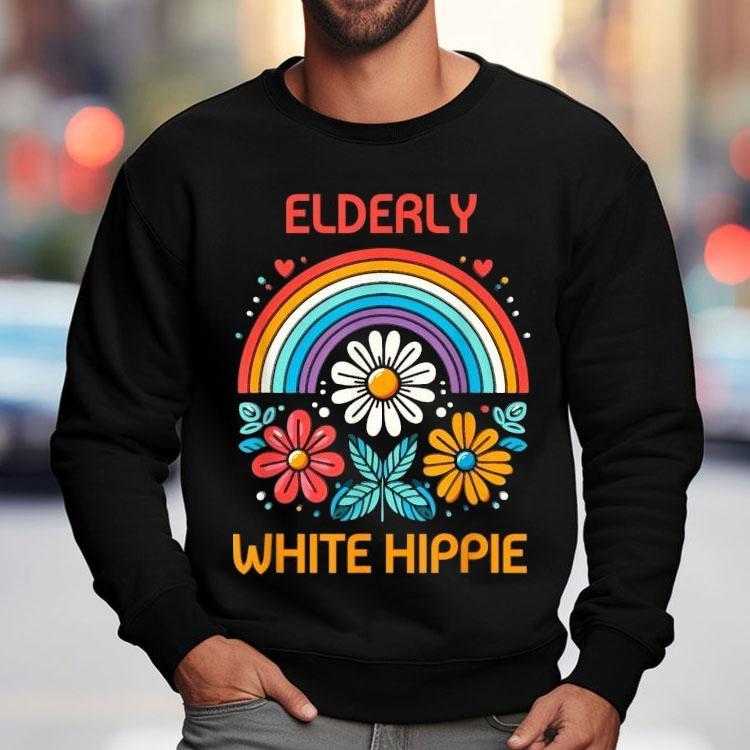 Elderly White Hippie Rainbow Shirt