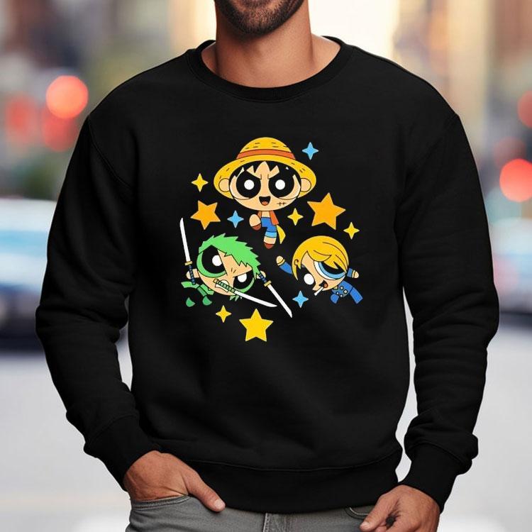 Monkey D Luffy Roronoa Zoro And Sanji From One Piece Style Of The Powerpuff Girls Shirt