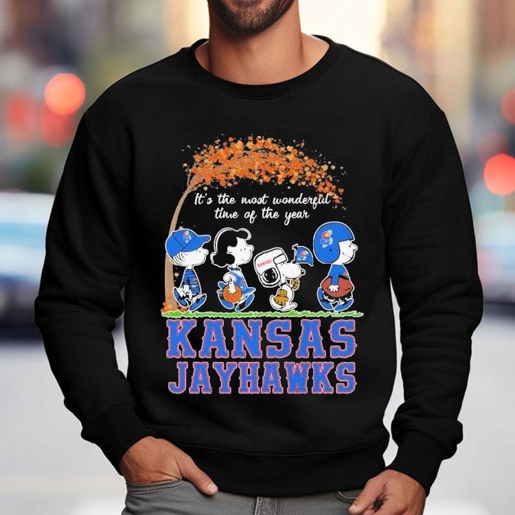 Snoopy The Peanuts Kansas Jayhawks It's The Most Wonderful Time Of The Year Shirt