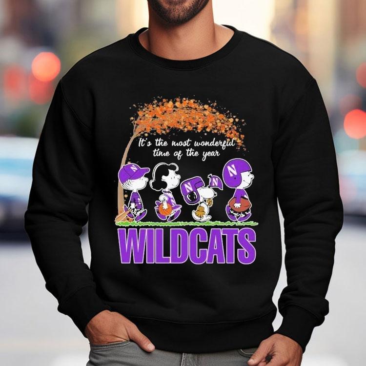 Snoopy The Peanuts Northwestern Wildcats It's The Most Wonderful Time Of The Year Shirt